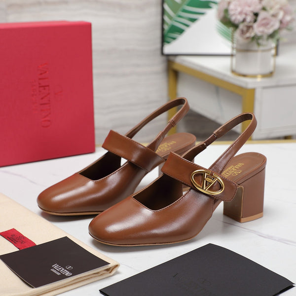 The Bold Edition Vlogo Slingback 65 Deep Mouth Half Drag Heels Marrone Pelle di vitello