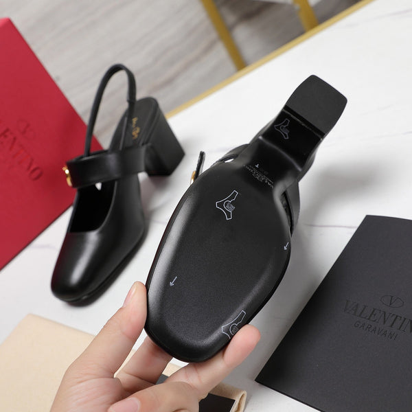 The Bold Edition Vlogo Slingback 65 Deep Mouth Half Drag Heels Nero Pelle di vitello