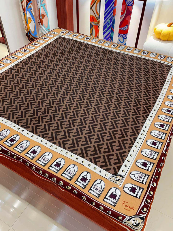 FOULARD 140 CM IN BROWN FF SILK CASHMERE