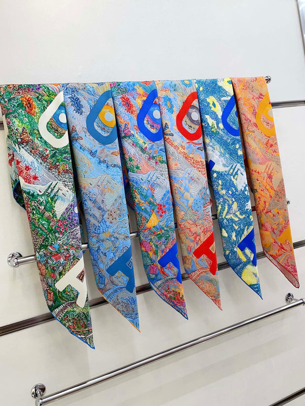 Eleftheria Scarf 90 CM In Colorful Silk Twill 193833