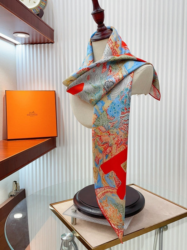 Eleftheria Scarf 90 CM In Colorful Silk Twill  193835