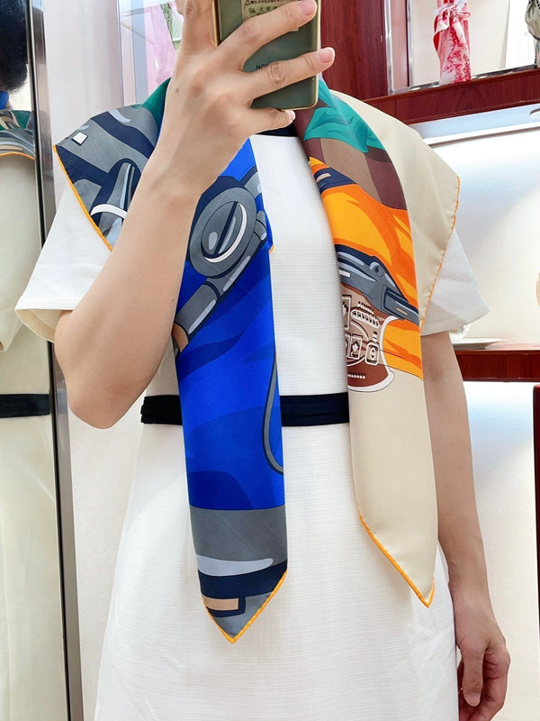 Horse Reality Scarf 90 CM In Colorful Silk Twill 279119