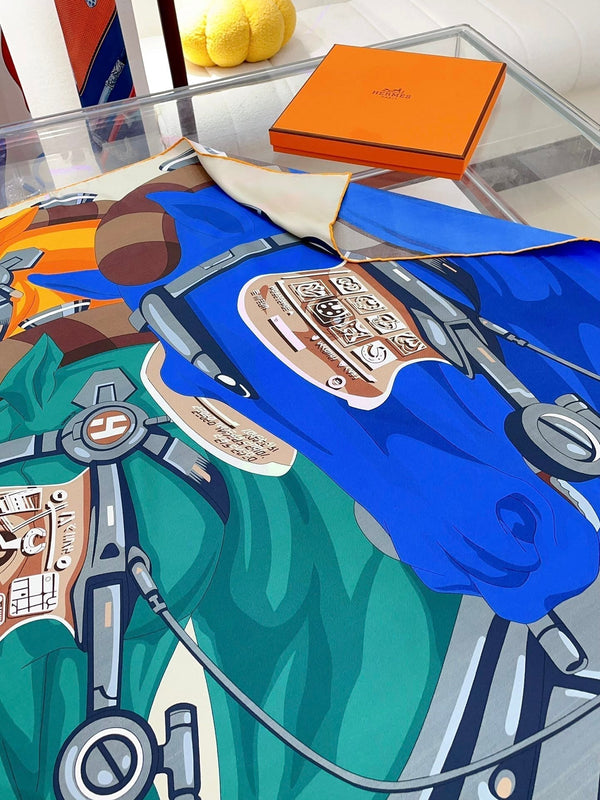 Horse Reality Scarf 90 CM In Colorful Silk Twill 279119