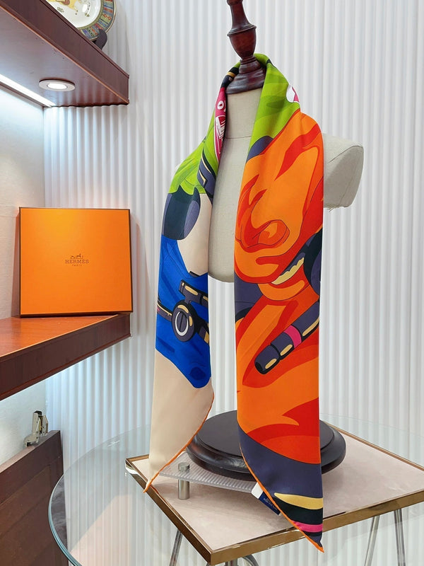 Horse Reality Scarf 90 CM In Colorful Silk Twill  279120