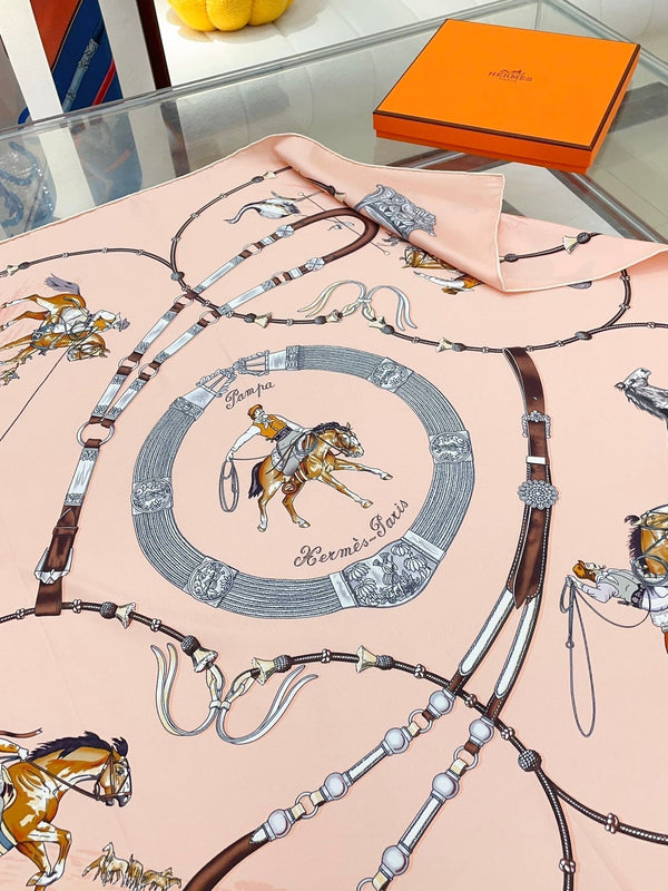 Pampa Scarf 90 CM In Pastel Pink Colorful Silk 196203