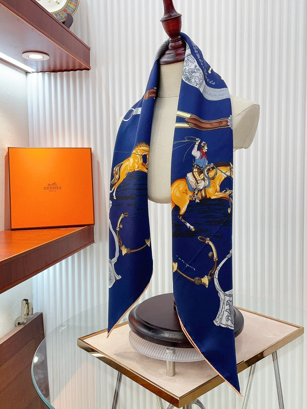 Pampa Scarf 90 CM In Dark Blue Colorful Silk 196204