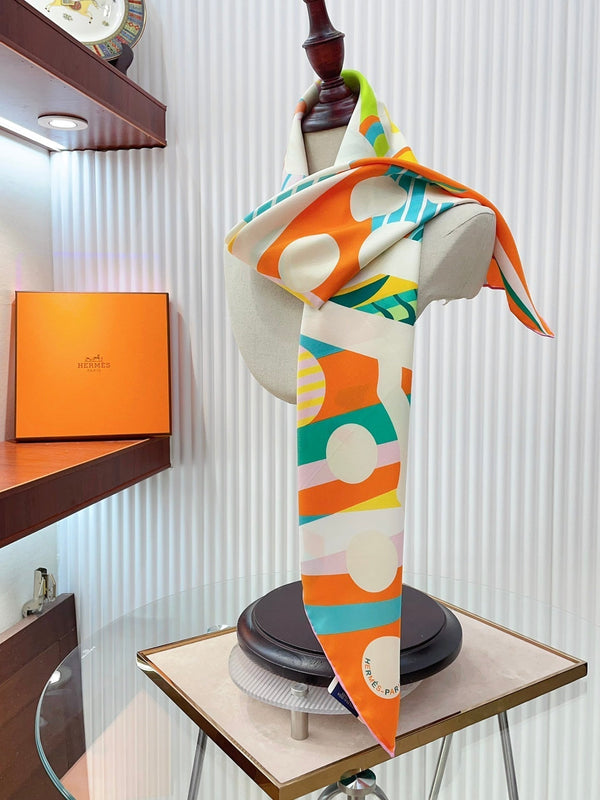 Le Reve De Julia Scarf 90 CM In Orange Colorful Silk Twill 198577