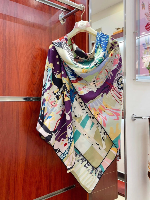 En Liberte ! Scarf 140 CM In Colorful Cashmere And Silk 198587