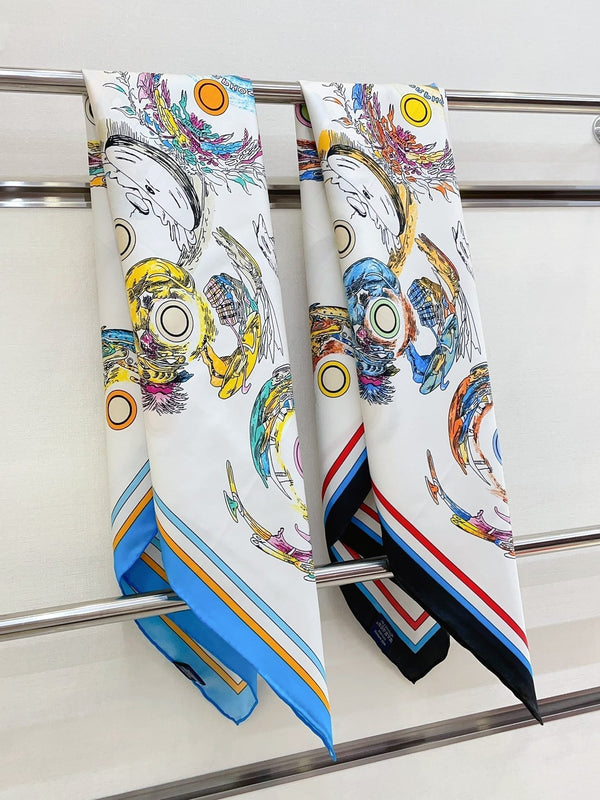 Les Anamorphoses Scarf 90 CM In Colorful Silk Twill 199755