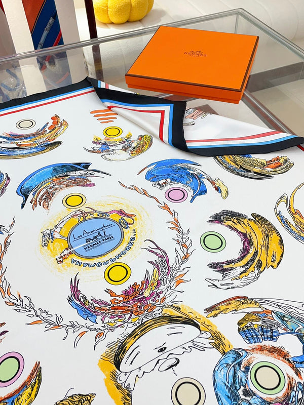 Les Anamorphoses Scarf 90 CM In Colorful Silk Twill 199755