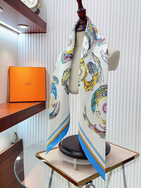 Les Anamorphoses Scarf 90 CM In Colorful Silk Twill 199756