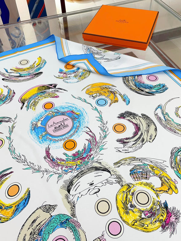 Les Anamorphoses Scarf 90 CM In Colorful Silk Twill 199756