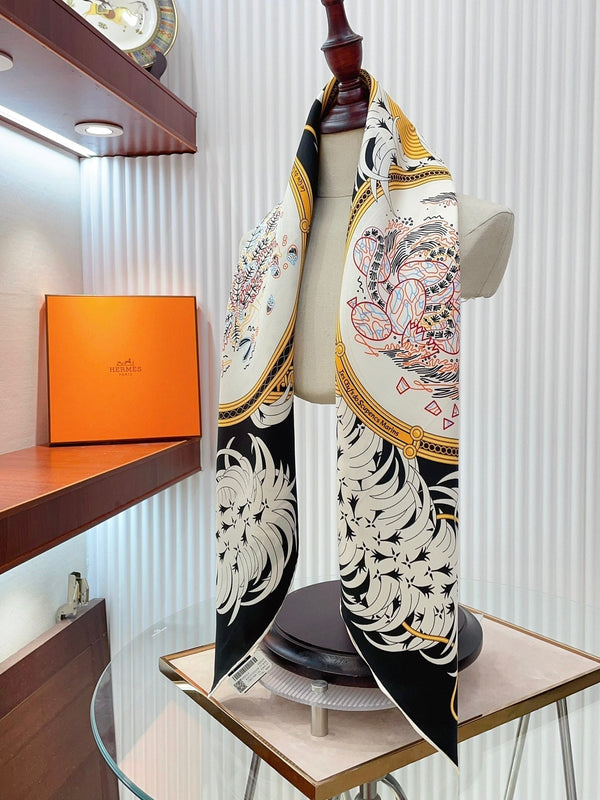 Legende Brodee Scarf 90 CM In Black Colorful Silk Twill 208578