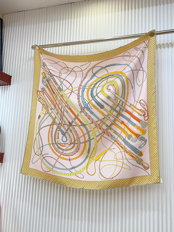 Fouets Et Badines Scarf 90 CM In Light Pink Colorful Silk 208583