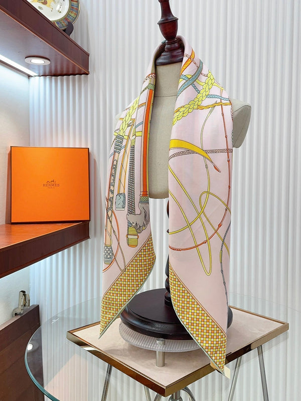 Fouets Et Badines Scarf 90 CM In Light Pink Colorful Silk 208583