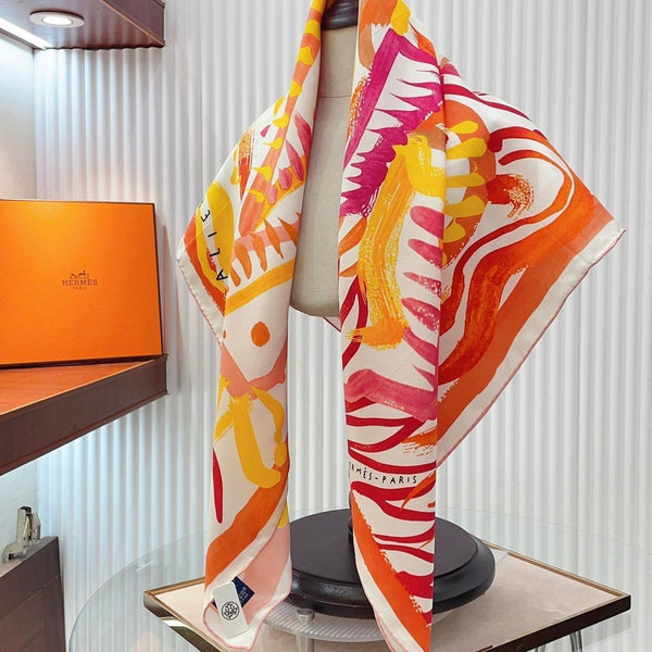 Le Cavalier A La Trompette Scarf 90 CM In Colorful Silk 208589