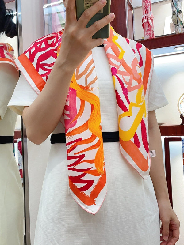 Le Cavalier A La Trompette Scarf 90 CM In Colorful Silk 208589