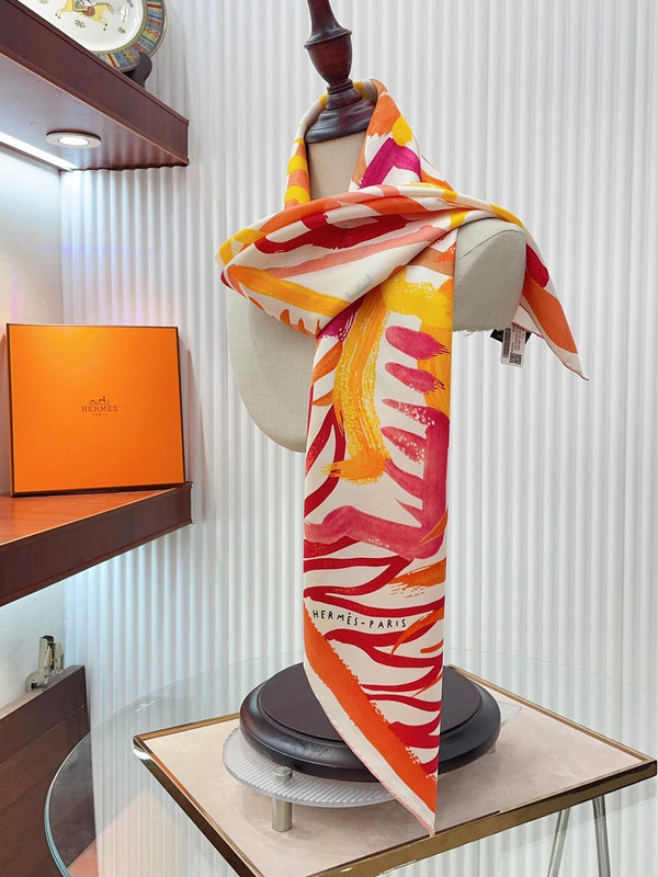 Le Cavalier A La Trompette Scarf 90 CM In Colorful Silk 208589