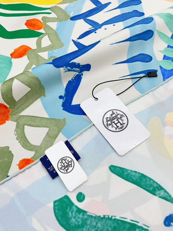 Le Cavalier A La Trompette Scarf 90 CM In Colorful Silk 208590