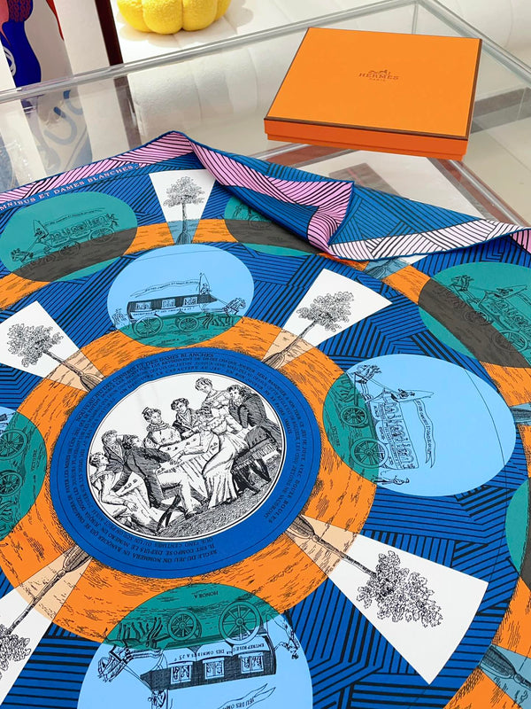 Jeu Des Omnibus Remix Scarf 90 CM In Colorful Silk Twill  211109