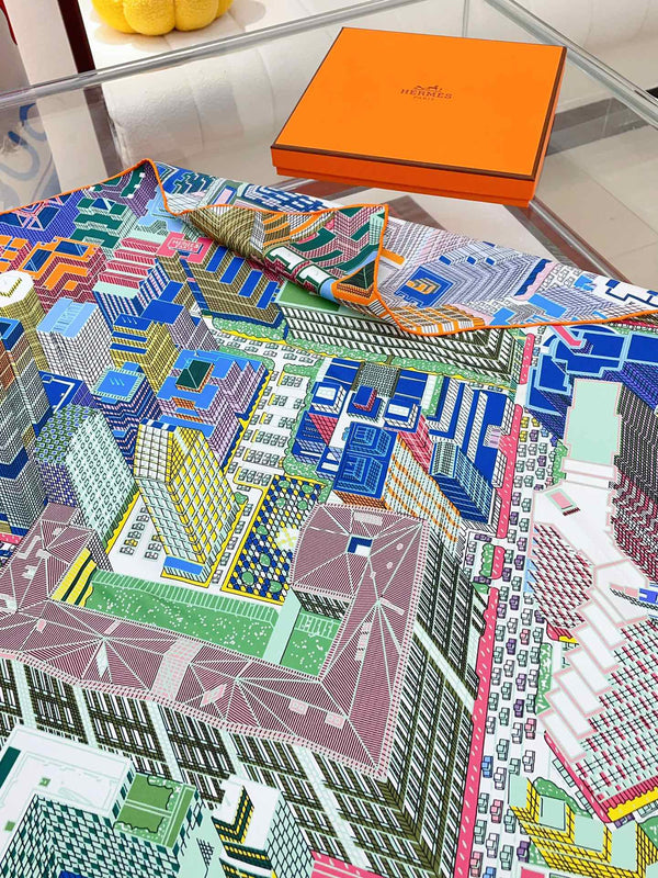 Pantin City scarf 90 CM In Colorful Silk Twill  211113