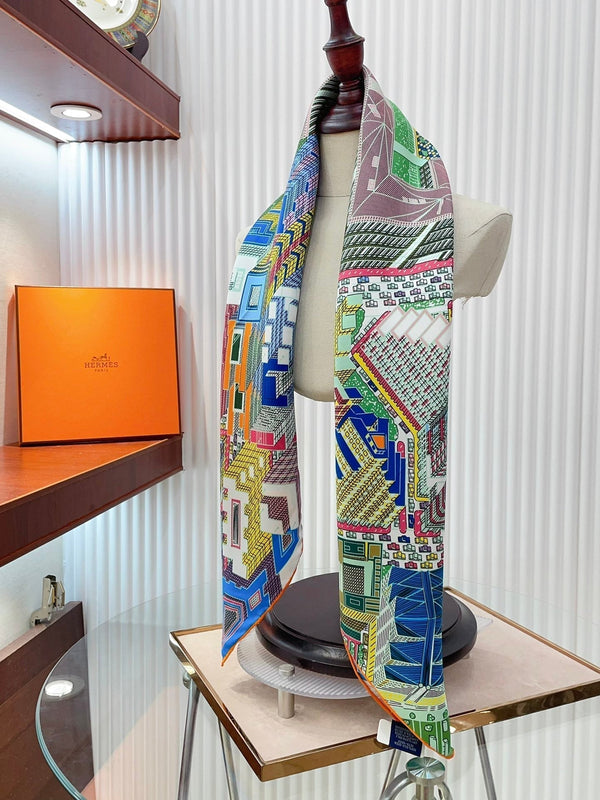 Pantin City scarf 90 CM In Colorful Silk Twill  211113