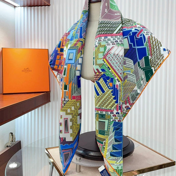 Pantin City scarf 90 CM In Colorful Silk Twill  211113