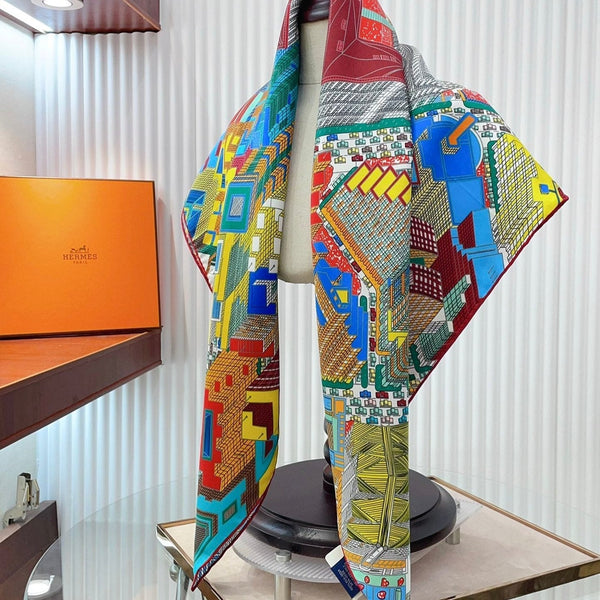 Pantin City scarf 90 CM In Colorful Silk Twill  211114