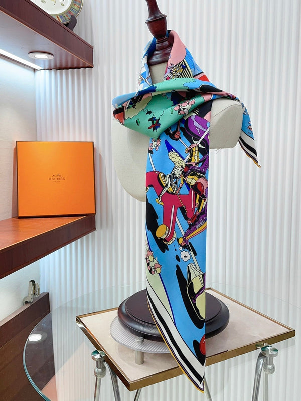 Locomotion Shawl 90 CM In Colorful Silk Twill  225466