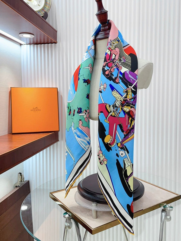 Locomotion Shawl 90 CM In Colorful Silk Twill  225466