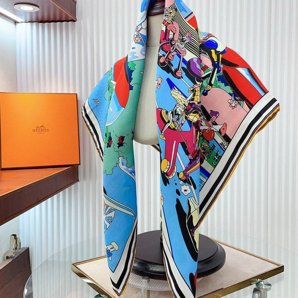 Locomotion Shawl 90 CM In Colorful Silk Twill  225466