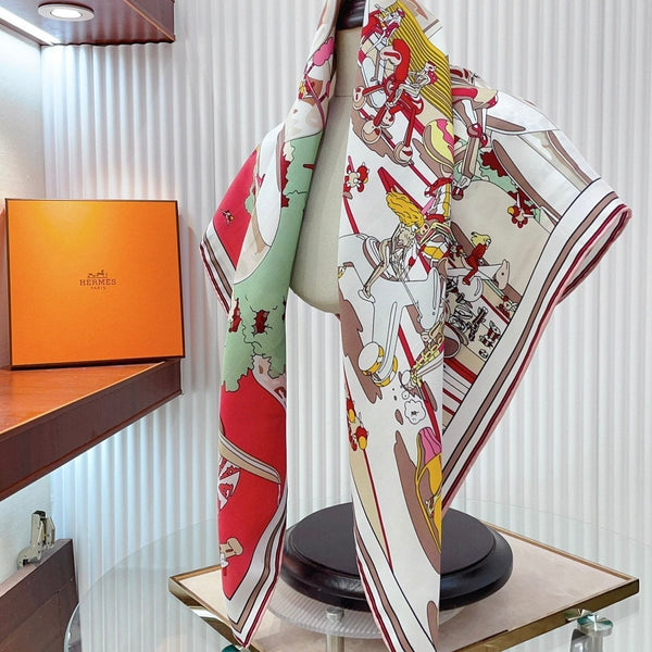 Locomotion Shawl 90 CM In Colorful Silk Twill  225467