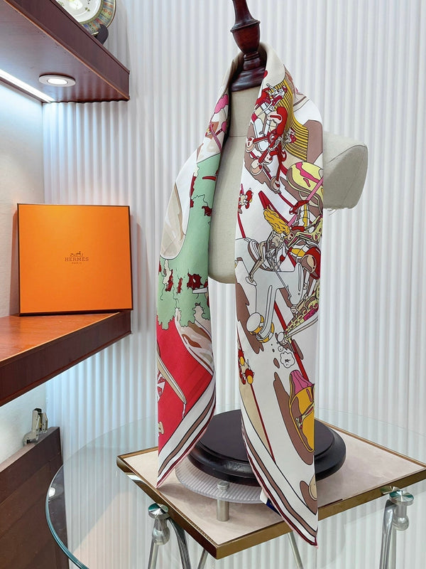 Locomotion Shawl 90 CM In Colorful Silk Twill  225467