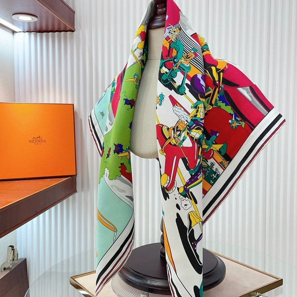 Locomotion Shawl 90 CM In Colorful Silk Twill  225468