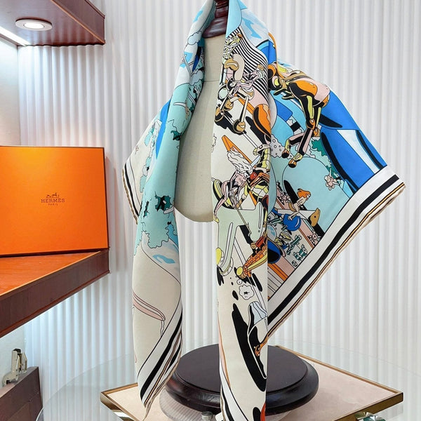 Locomotion Shawl 90 CM In Colorful Silk Twill  225469