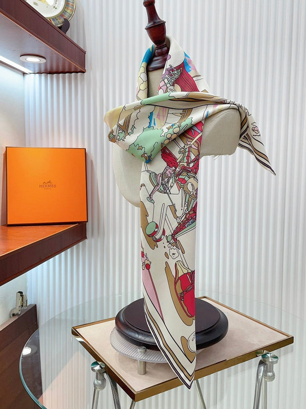 Locomotion Shawl 90 CM In Colorful Silk Twill  225470