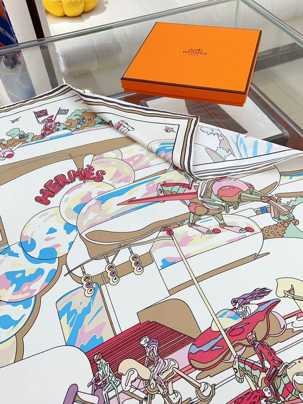 Locomotion Shawl 90 CM In Colorful Silk Twill  225470