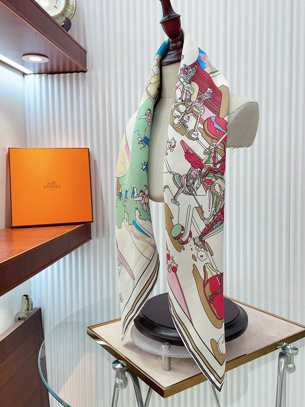 Locomotion Shawl 90 CM In Colorful Silk Twill  225470