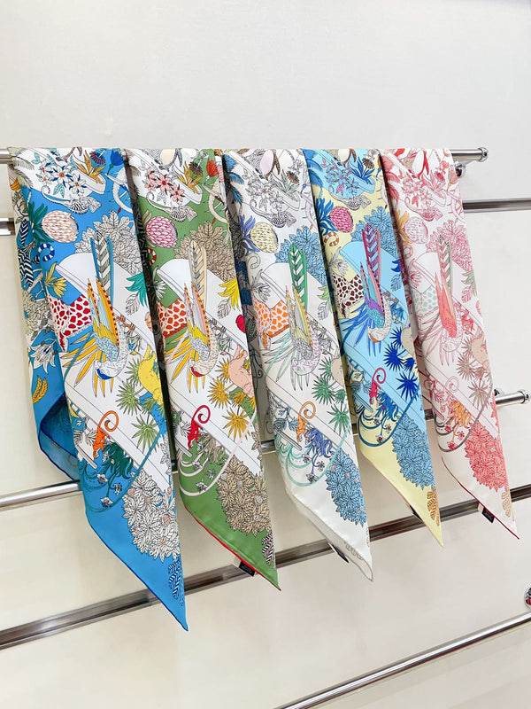 Precious Paradise Scarf 90 CM In Colorful Silk Twill  234592
