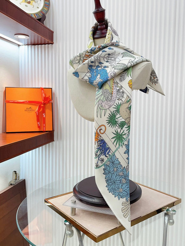 Precious Paradise Scarf 90 CM In Colorful Silk Twill  234592