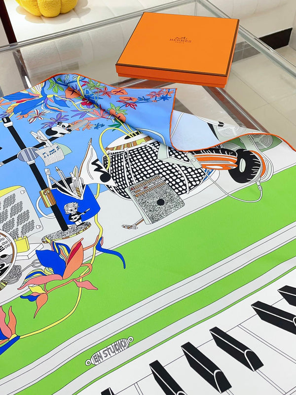 En Studio Scarf 90 CM In Colorful Silk Twill 235405