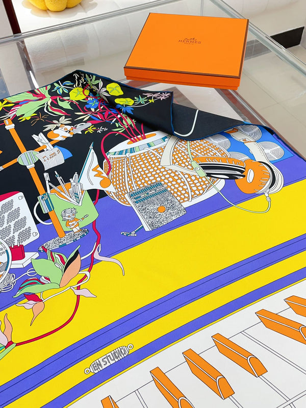 En Studio Scarf 90 CM In Colorful Silk Twill  235407