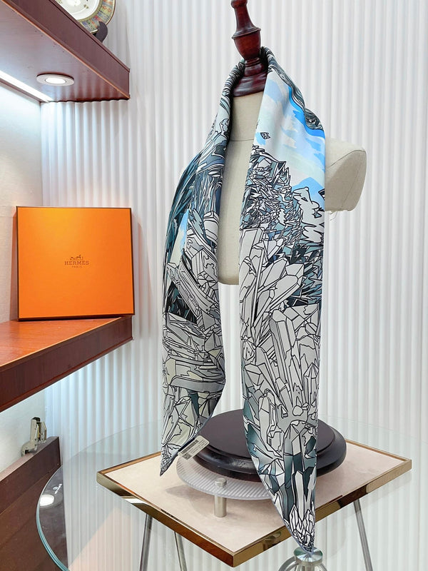 La Vallee De Cristal Scarf 90 CM Colorful Silk Twill  235413