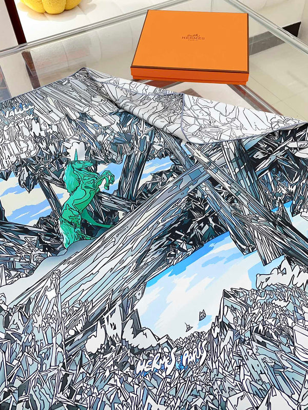 La Vallee De Cristal Scarf 90 CM Colorful Silk Twill  235413