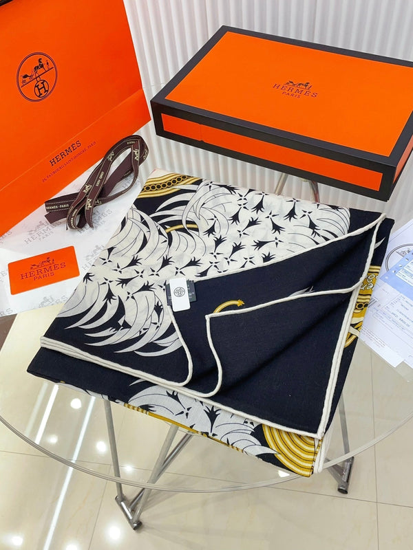 Legende Brodee Scarf 140 CM In Black Colorful Cashmere And Silk 235416