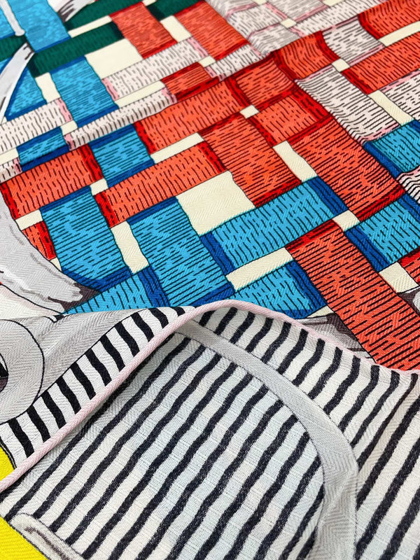 Mors a Jouets Chemise Shawl 140 CM In Colorful Silk And Cashmere 239531