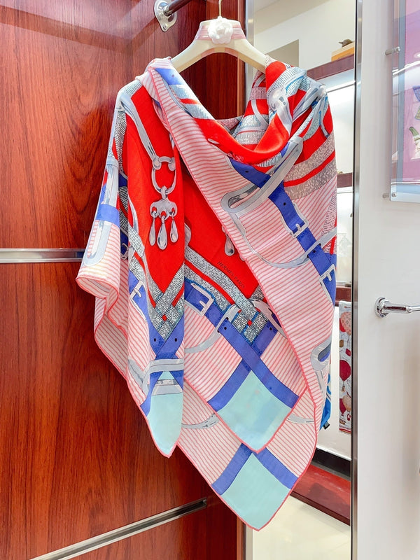 Mors a Jouets Chemise Shawl 140 CM In Colorful Silk And Cashmere 239532