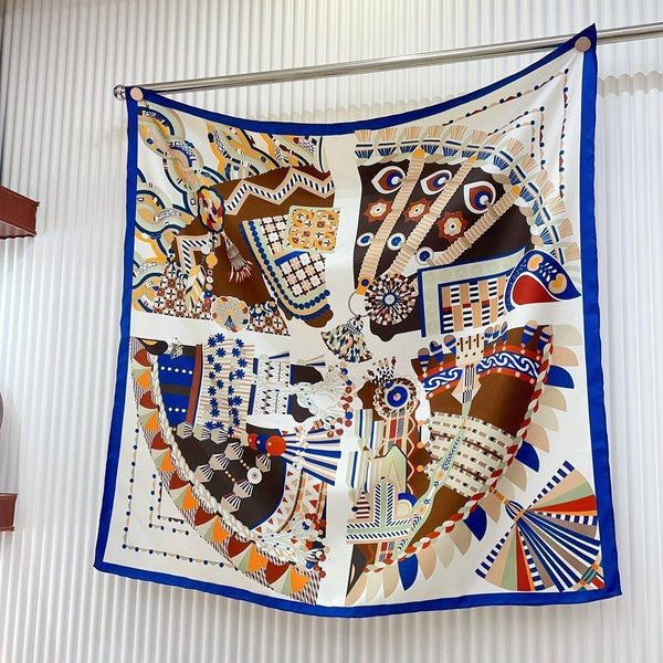 Haute Parure Scarf 90 CM In White Colorful Silk Twill 239533