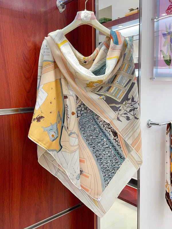 Mystere Au 24 Scarf 135 CM In Colorful Cashmere And Silk 247637