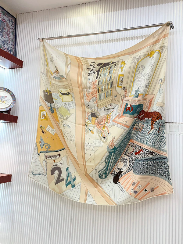 Mystere Au 24 Scarf 135 CM In Colorful Cashmere And Silk 247637